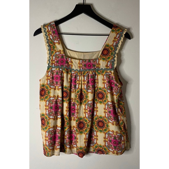 Anthropologie Let Me Be Abstract Ruffled Tank Size 8 - Picture 3 of 8